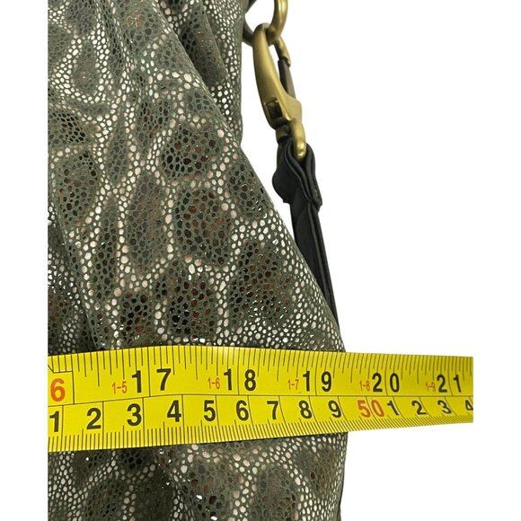 Sharif Womens Shoulder Handbag Green Leopard Print Leather satchel hobo Purse - Picture 13 of 15